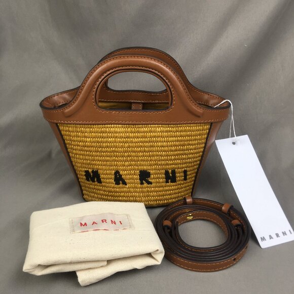 NWT MARNI Tropicalia small Tote bag in brown - Picture 1 of 10